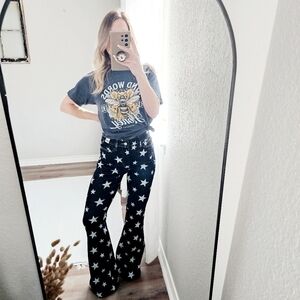 Judy Blue High Rise Dark Wash Star Print Flare Jeans Regular Sizes Americana NEW